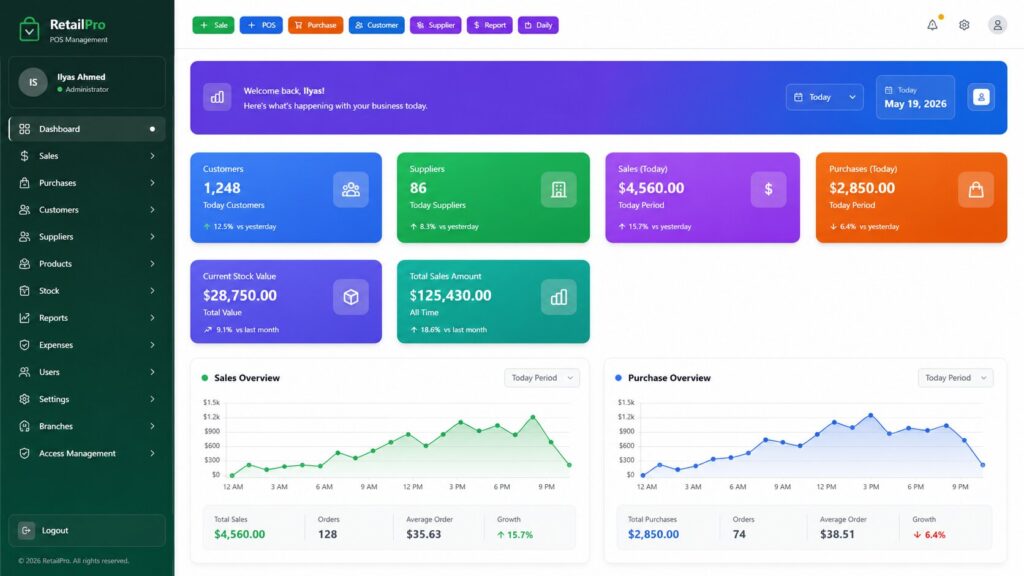 Best retail management software dashboard for sales inventory and billing in Bangladesh