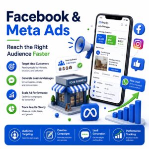 Digital marketing dashboard showing website traffic leads and campaign growth