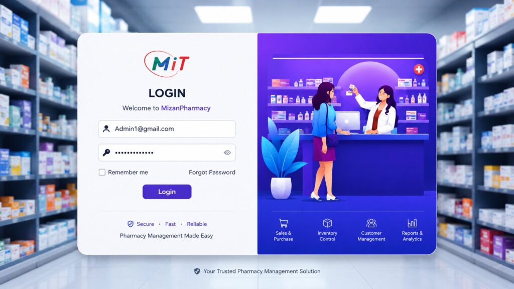 Pharmacy Software Login Screen for Medicine Shop Managemen